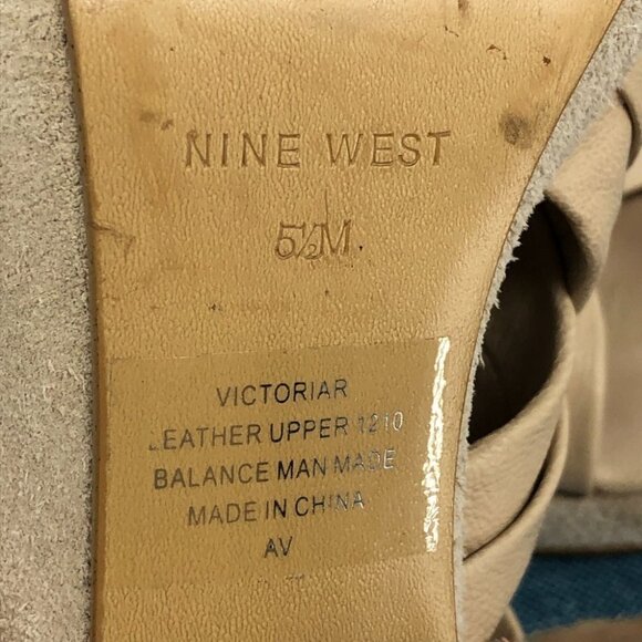 Nine West Nude Leather Suede Victoria Cut Out Platform 5" Slingback size 5.5 - Picture 6 of 14